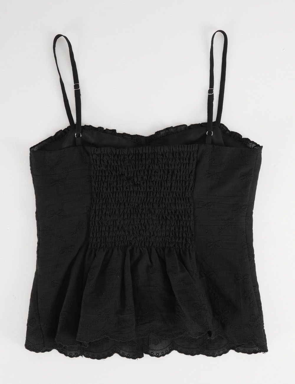 Ladies Embroidery Sleeveless Button Front Peplum Cami Top