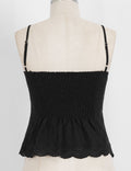 Ladies Embroidery Sleeveless Button Front Peplum Cami Top
