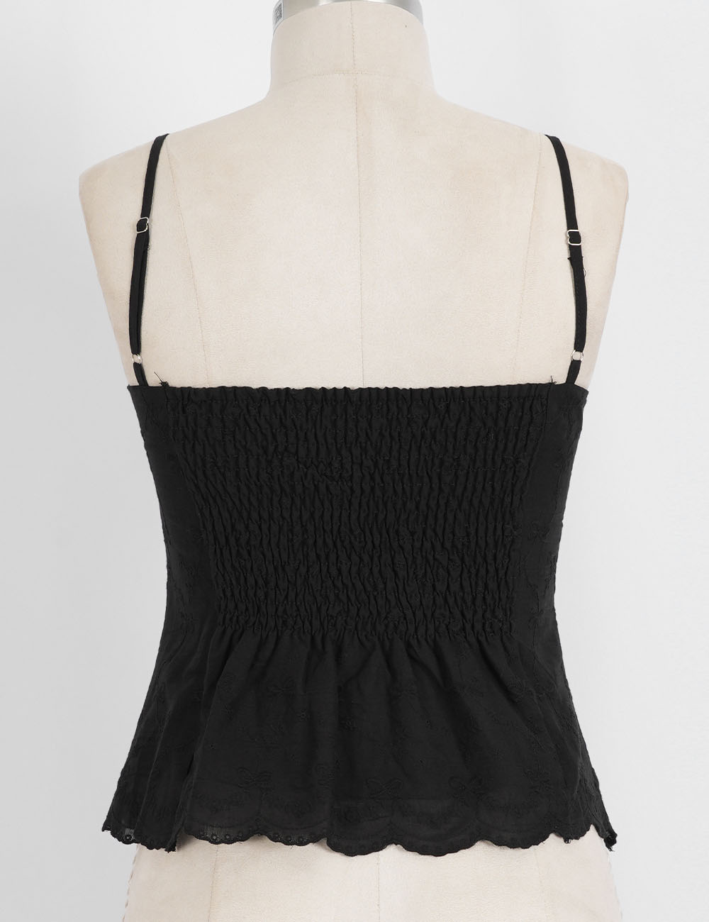 Ladies Embroidery Sleeveless Button Front Peplum Cami Top
