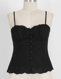 Ladies Embroidery Sleeveless Button Front Peplum Cami Top