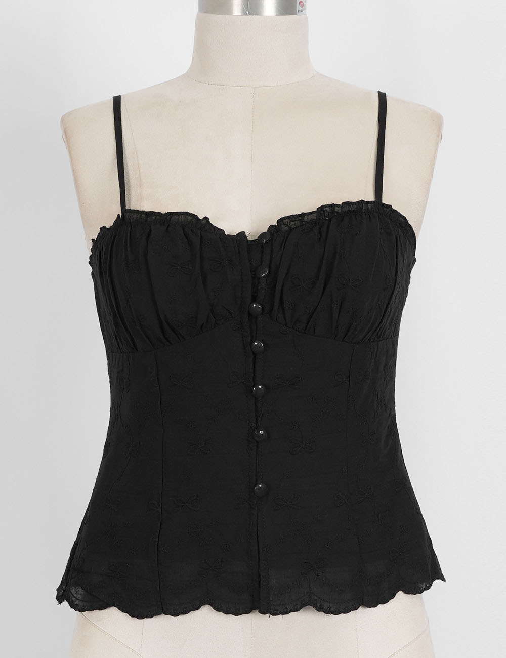 Ladies Embroidery Sleeveless Button Front Peplum Cami Top