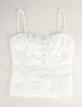 Ladies Embroidery Sleeveless Button Front Peplum Cami Top