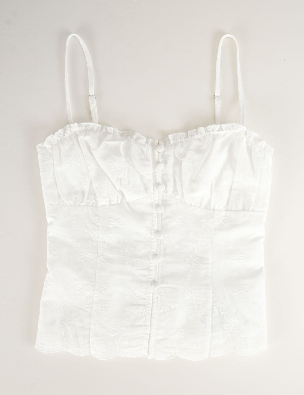 Ladies Embroidery Sleeveless Button Front Peplum Cami Top