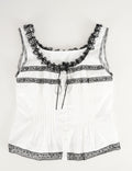 Ladies Lace Trim Square Neck Color Block Tank Top
