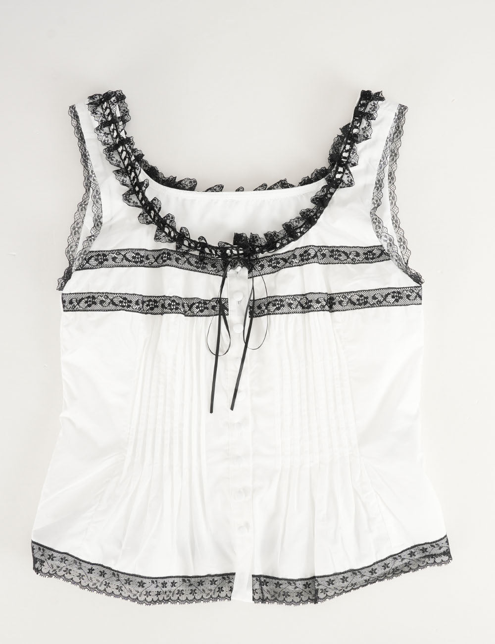 Ladies Lace Trim Square Neck Color Block Tank Top