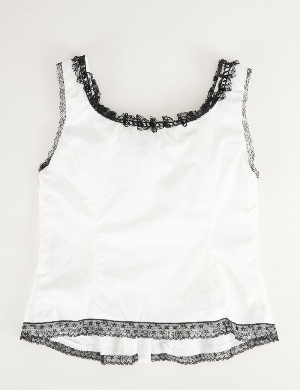 Ladies Lace Trim Square Neck Color Block Tank Top