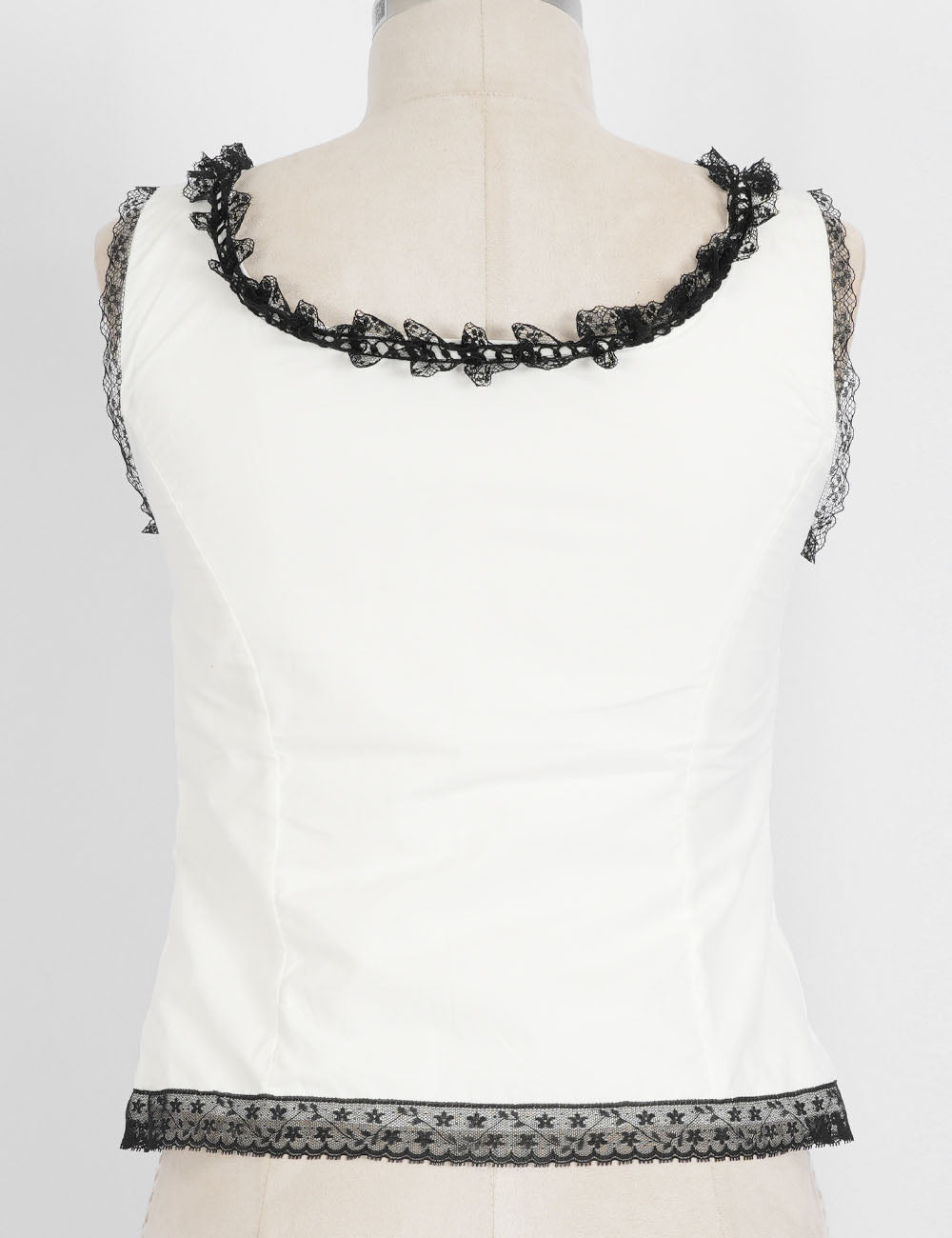 Ladies Lace Trim Square Neck Color Block Tank Top