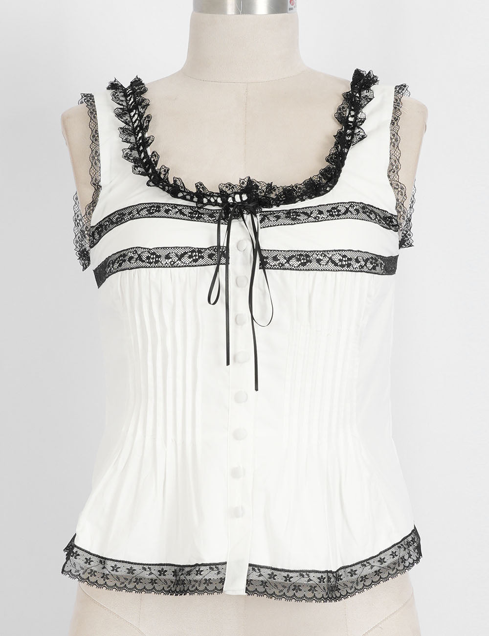 Ladies Lace Trim Square Neck Color Block Tank Top