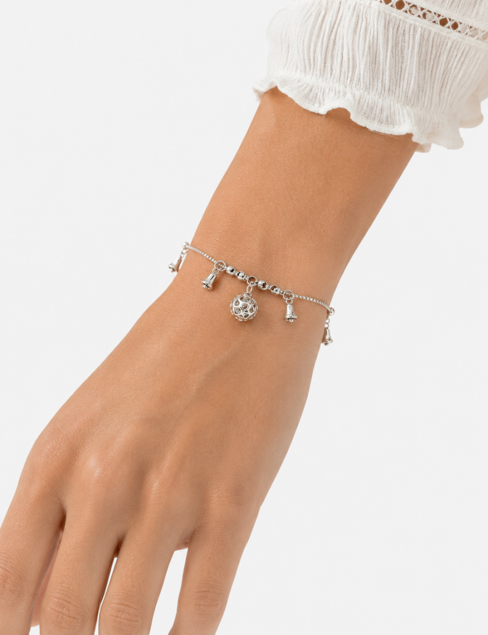 Ladies Silver Bell & Palace Bell Charm Bracelet