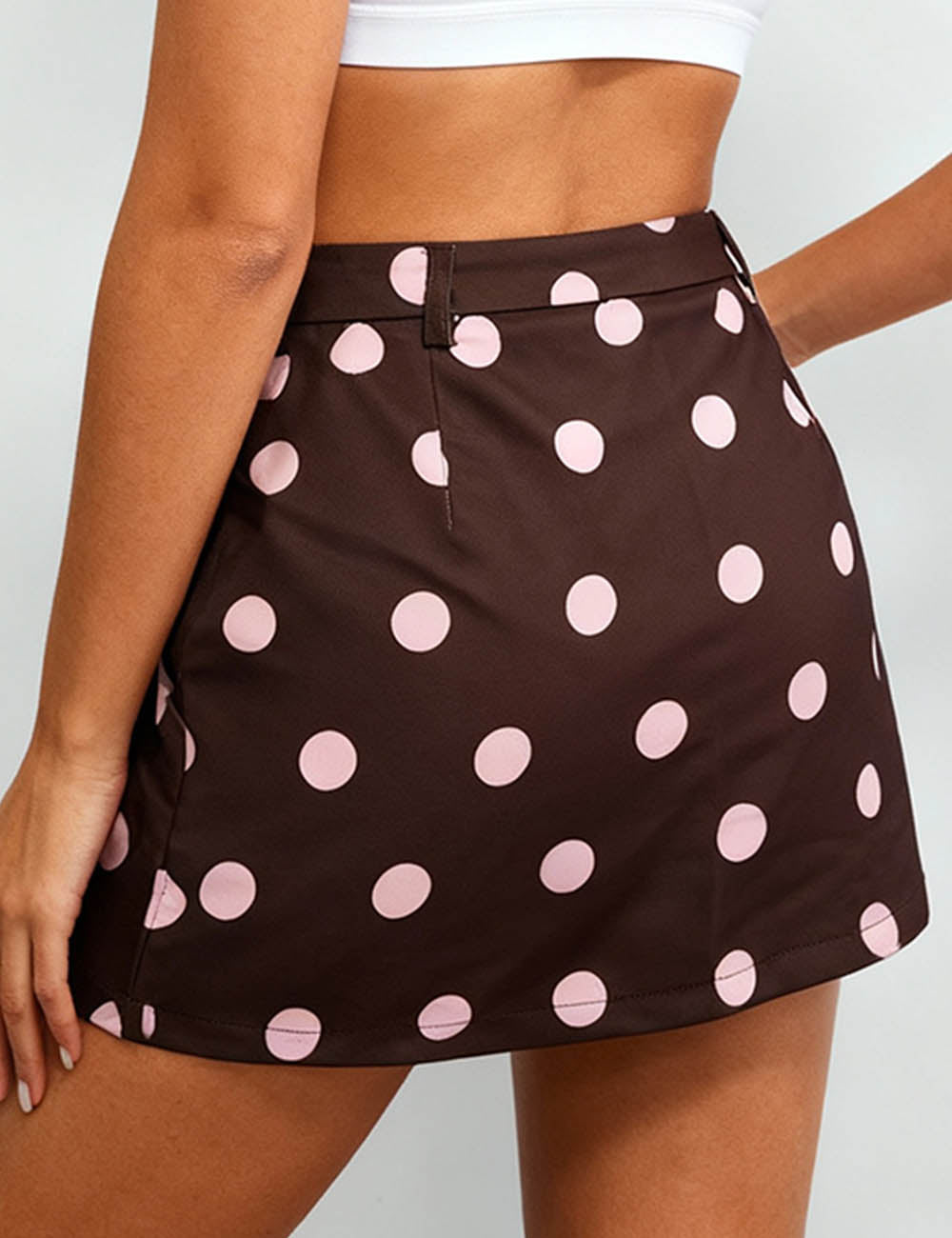 Ladies Color Block Polka Dot Zipper Side Mini Skorts
