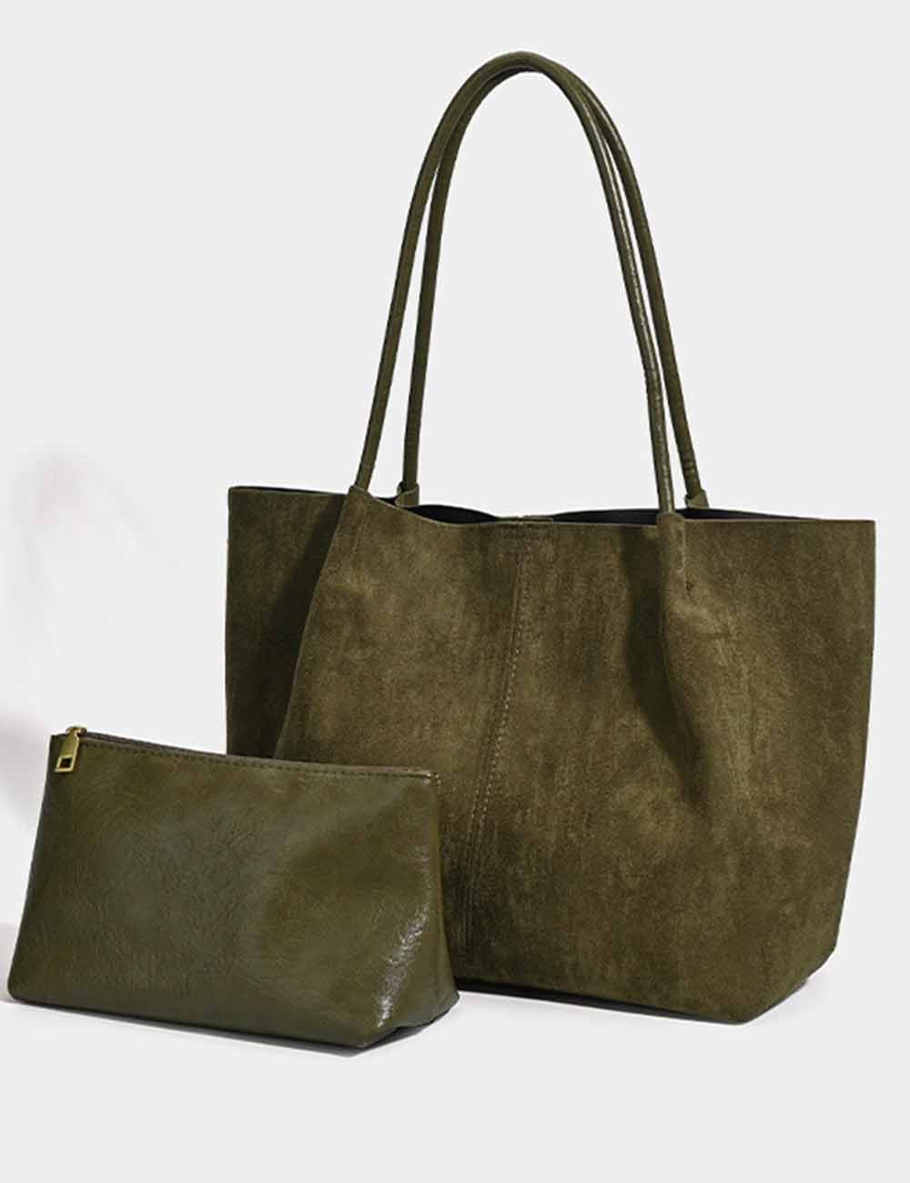Ladies Simple Large Capacity Suede Tote Bag Set