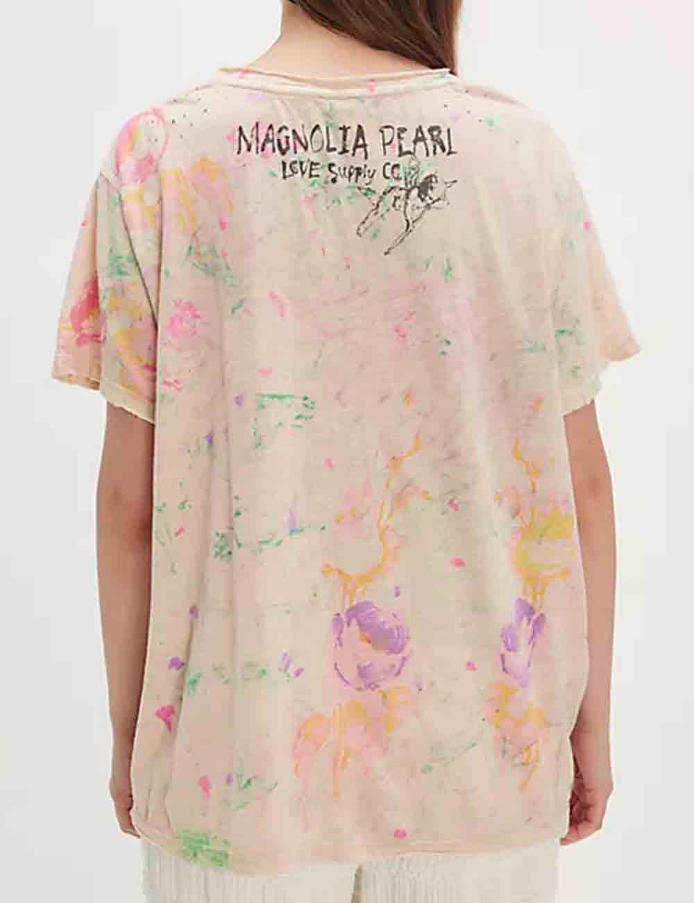 Ladies Pullover Flower Print Short Sleeves Tee