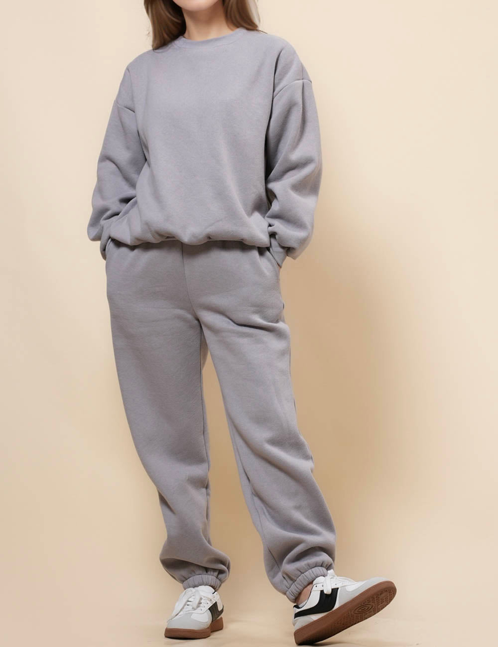 SWEETKAMA Ladies Solid Color Sweatshirt Jogger Pants Sets