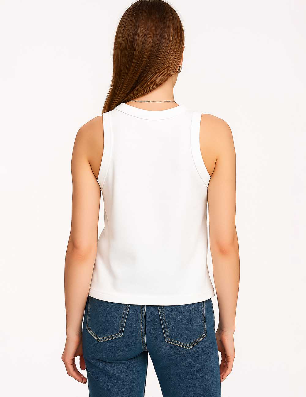 Ladies Vintage Letter Print Round Neck Sleeveless Tank Top