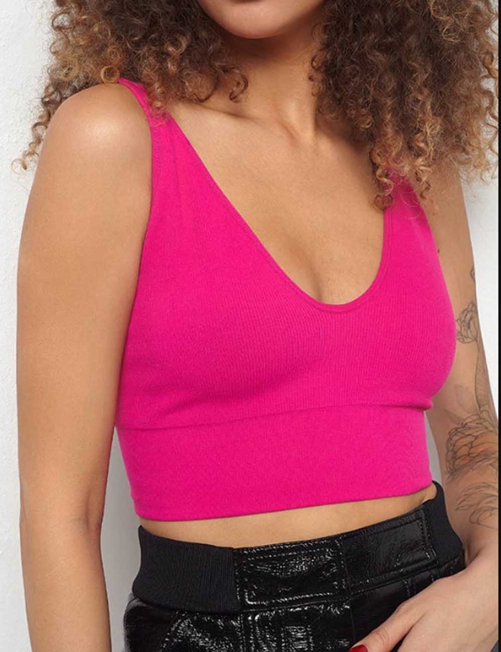 Ladies Seamless V-Neck Cami Crop Top