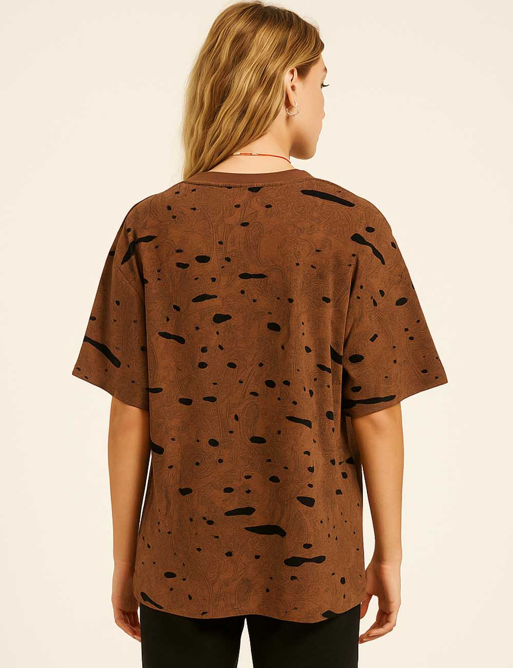 Ladies Abstract Print Tie-Dye Short Sleeves T-Shirt
