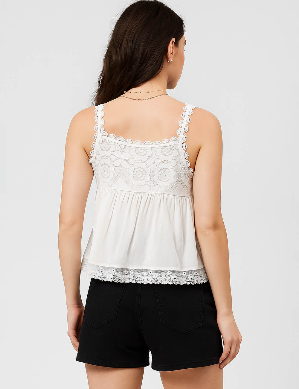 Ladies Round Neck Lace Shoulder Cami Top SKT51120