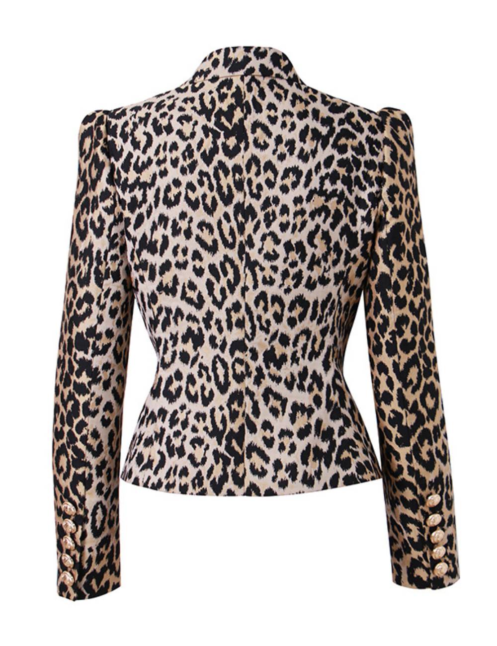 Women Leopard V-Neck Button Blazer SKT51022