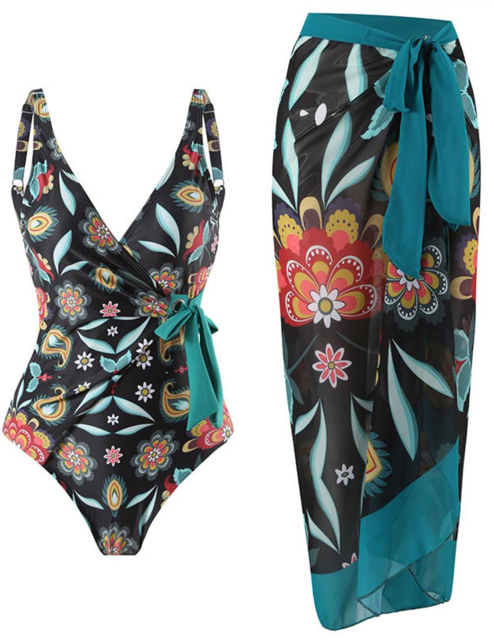 Two Shoulder Waist Strape with Salong Swimsuit SKSW40143