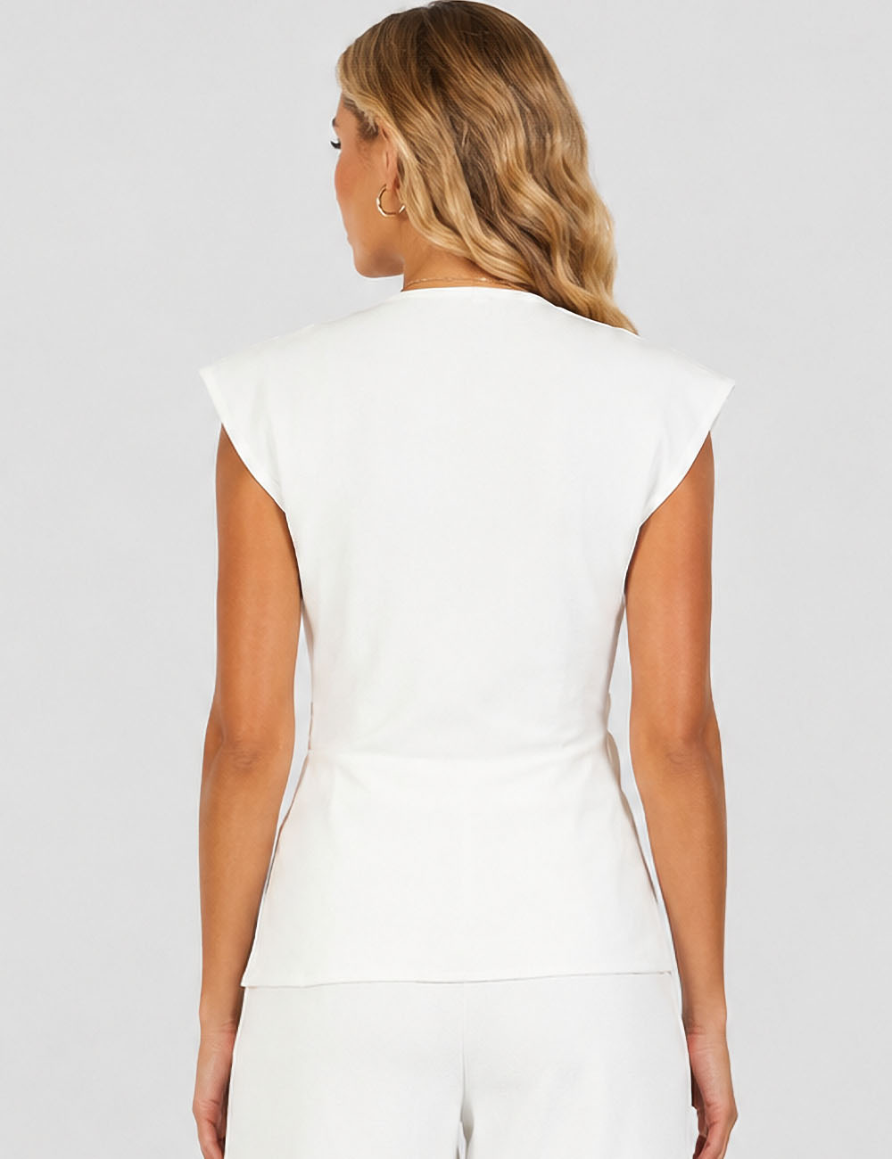 Wrap V-Neck Sleeveless Top - Sweetkama Wholesale - #7831