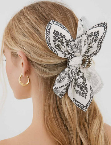 Ladies Chic Paisley Floral Print Bow Knot Hair Clip