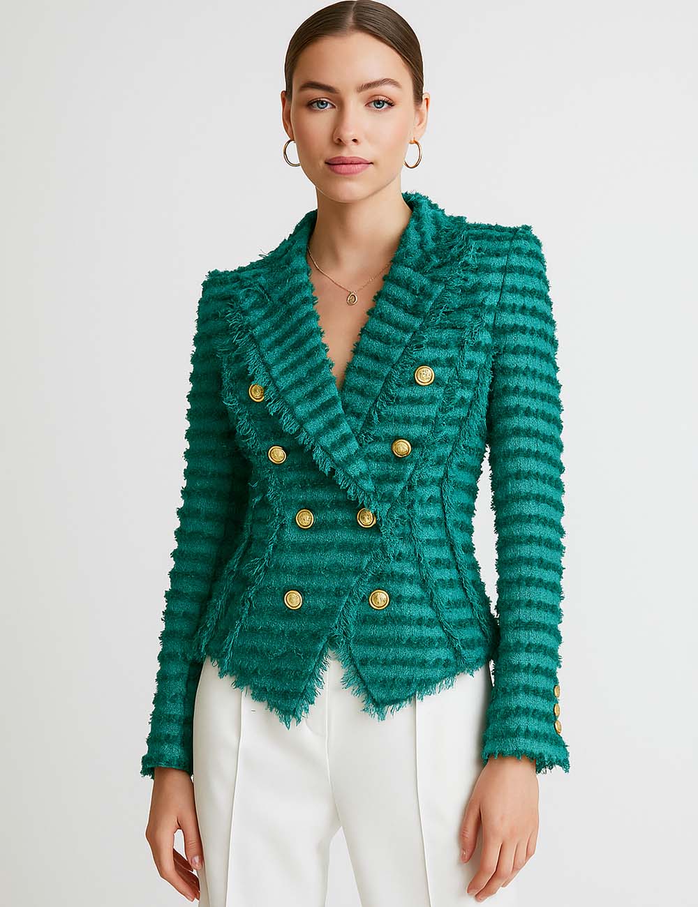 Ladies Tassel Tweed Blazer and Shorts Set L107