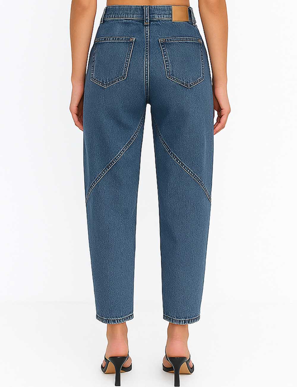 Ladies Stitch Pockets Tapered Denim Pants