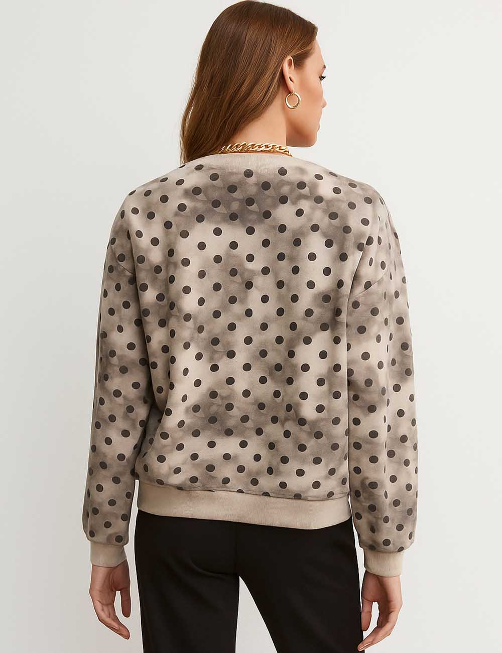 Ladies Tie-Dye Polka Dot Pullover Long Sleeves Sweatshirt