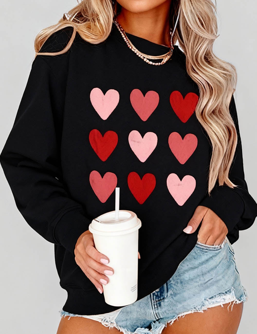 Ladies Valentine's Heart Ruffle Hem Bodycon Knit Mini Dress