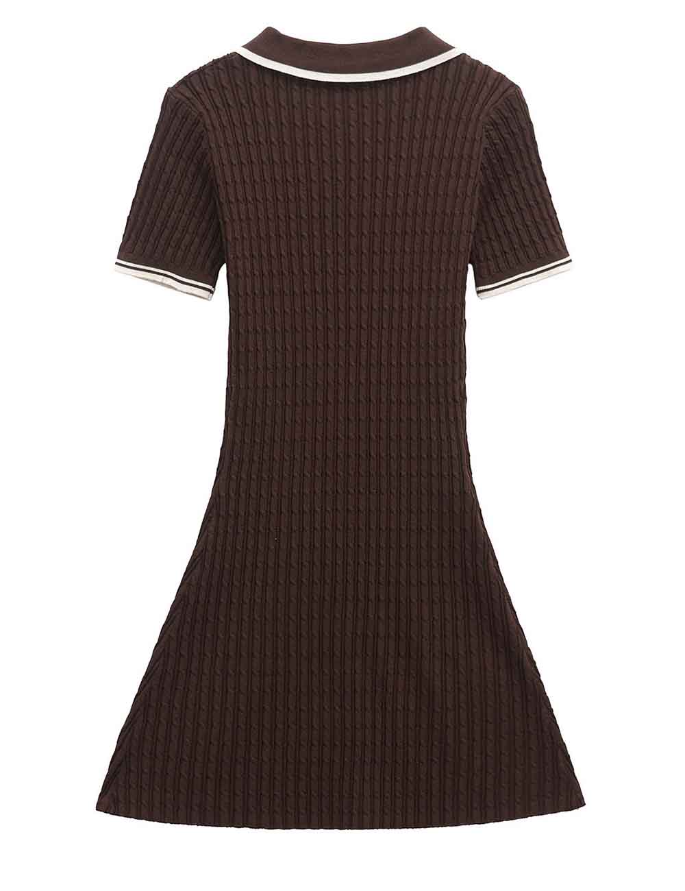 Ladies Color Block Short Sleeves Knit Mini Dress