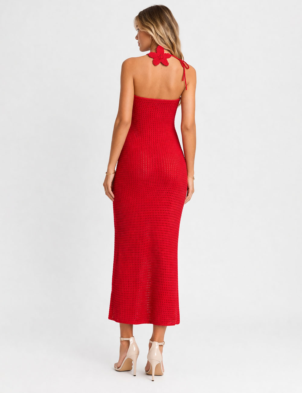 Crochet Halter Bodycon Dress - Sweetkama Wholesale - #2743