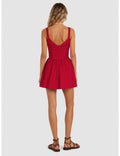Ladies Solid Color Corset Ruched Square Neck Mini Dress