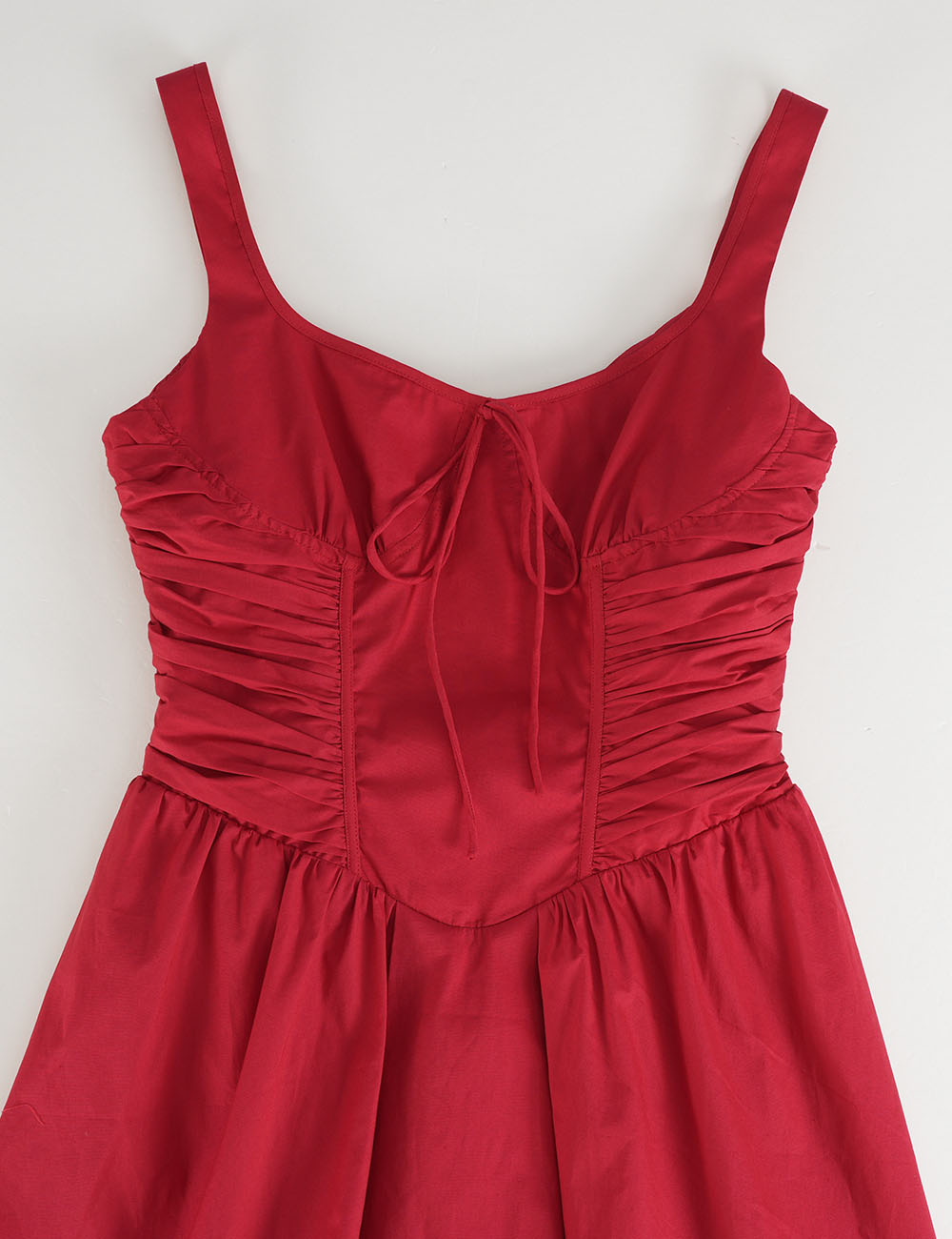 Ladies Solid Color Corset Ruched Square Neck Mini Dress