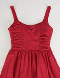 Ladies Solid Color Corset Ruched Square Neck Mini Dress