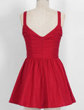 Ladies Solid Color Corset Ruched Square Neck Mini Dress