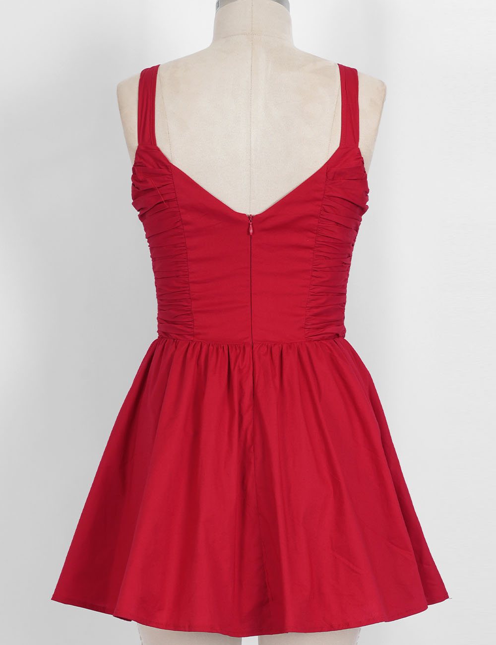 Ladies Solid Color Corset Ruched Square Neck Mini Dress