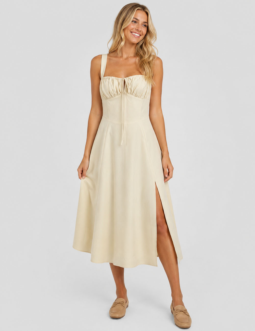 Ladies Square Neck Midi Dress - Sweetkama Wholesale - #3287