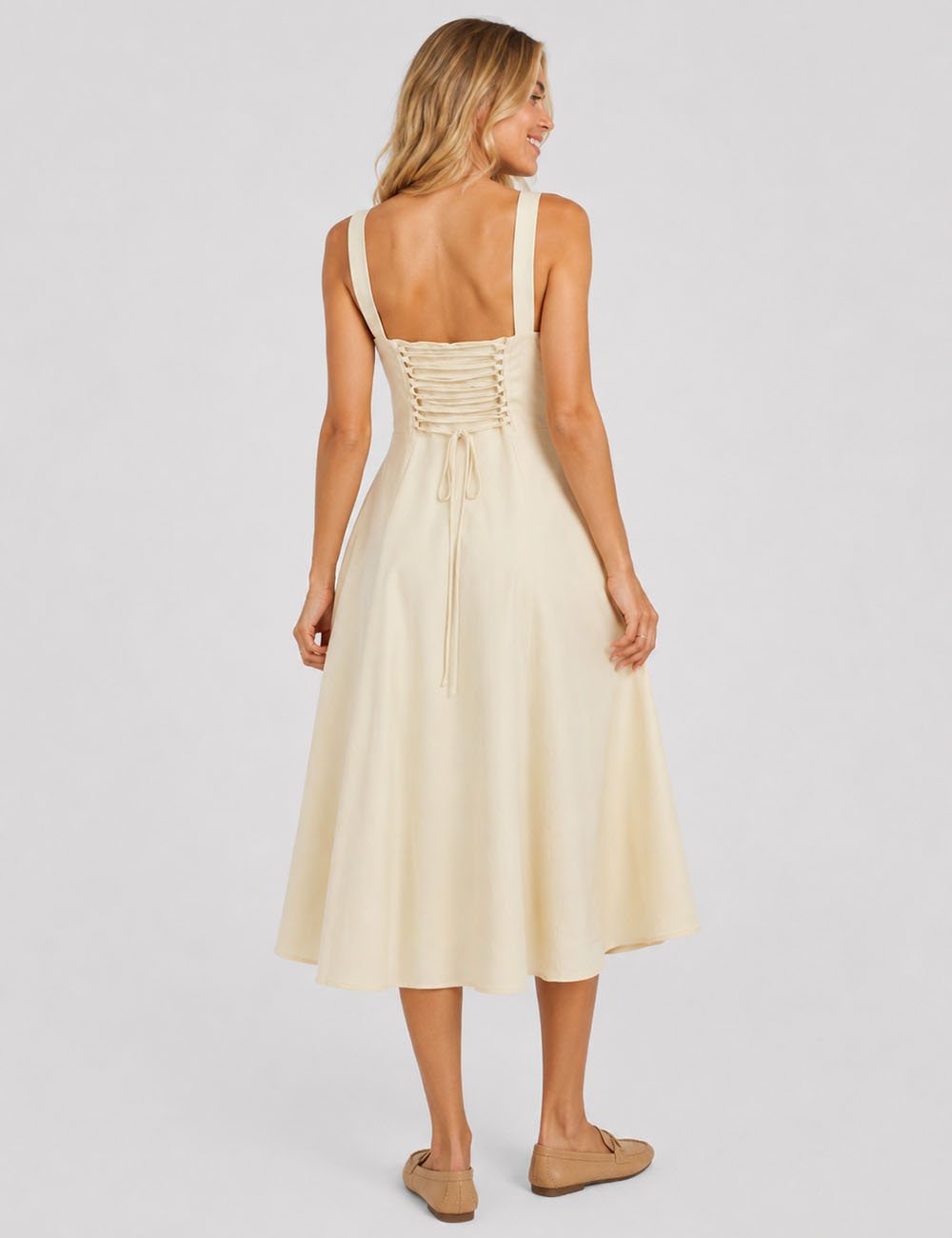 Ladies Square Neck Midi Dress - Sweetkama Wholesale - #3287