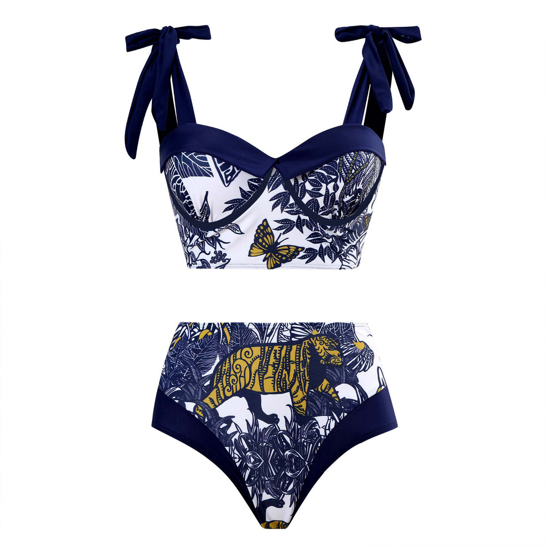 Butterfly Tiger Strape Shoulder Bikini Set with Cover SKSW40117