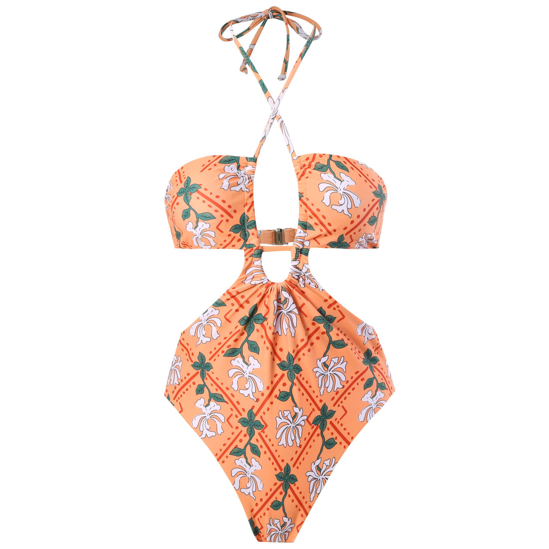 String Halter One Piece Swimwear with Cover SKSW40150