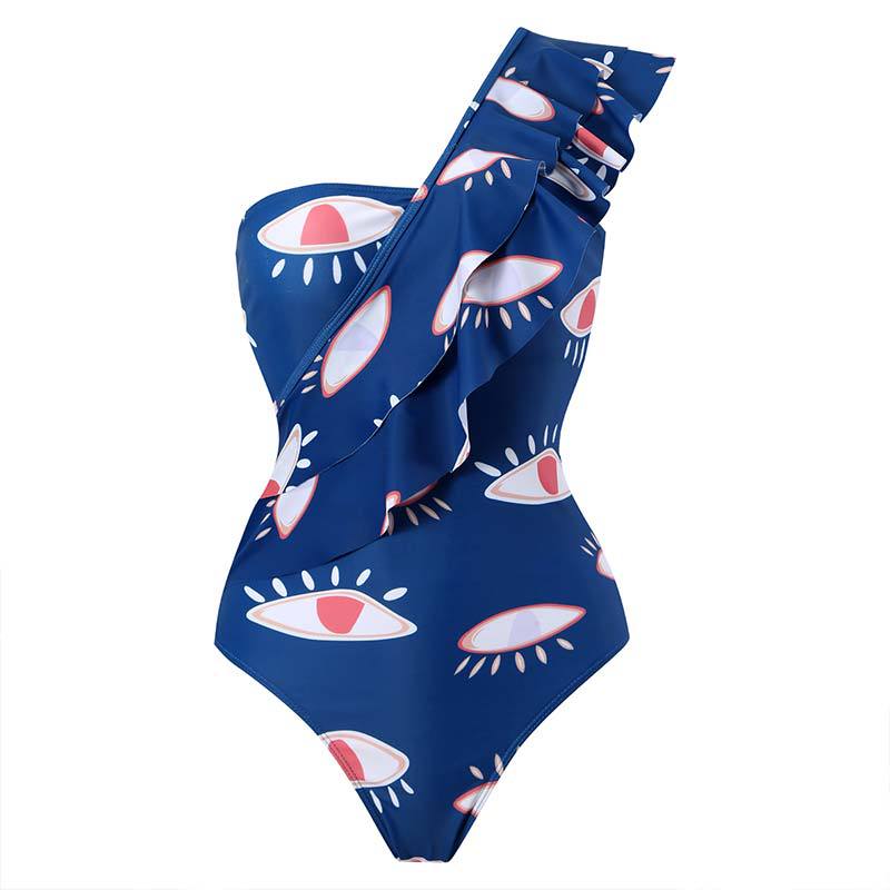 Ladies Eyes Print One Piece with Cover SKSW40133