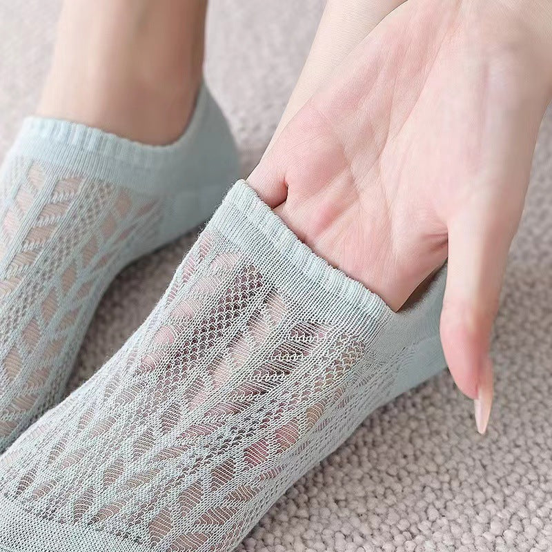 Ladies Hollow Out Knit Boat Socks SKAS50008