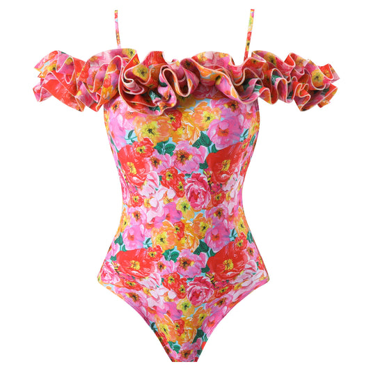 Ladies Floral Printed One Piece Swimwear and Cover Y338