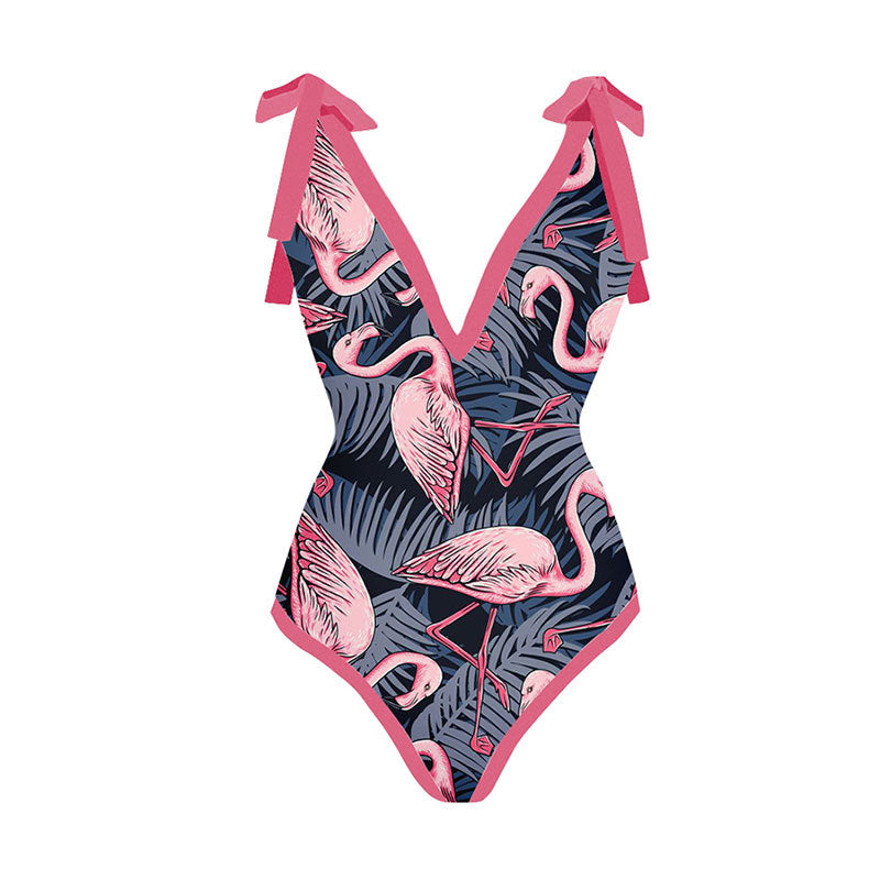 Ladies Flamingo One Piece with Cover Swimsuit SKSW40085
