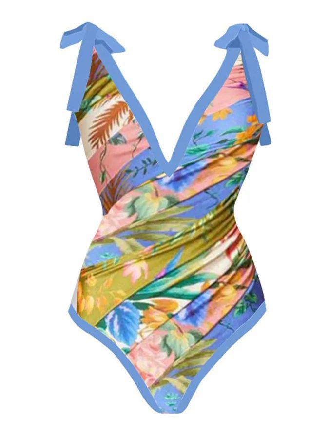 Ladies Print One Piece with Cover Swim Set SKSW40082ST