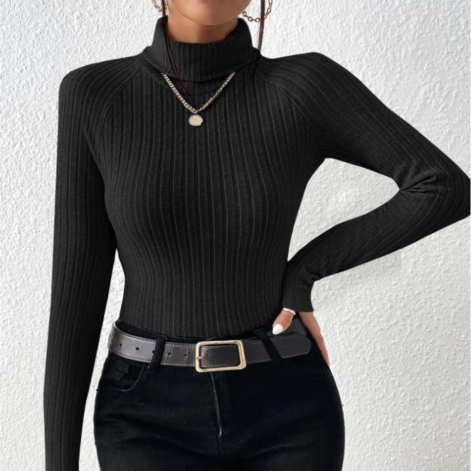 Ladies High Neck Long Sleeves Pullover Blouse G1030