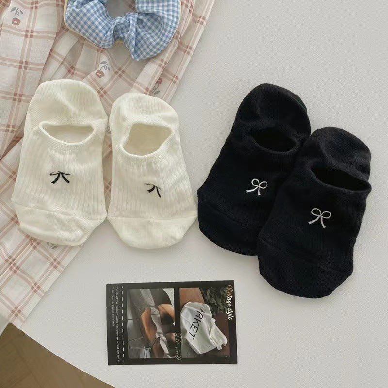 Ladies Cartoon Bow Knit Boat Socks SKAS50002