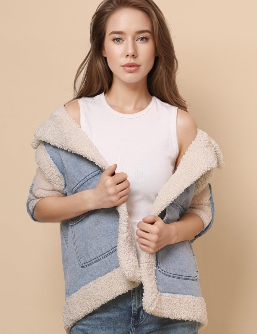 Ladies Button Pocket Sleeveless Sweater Vest SKT4642
