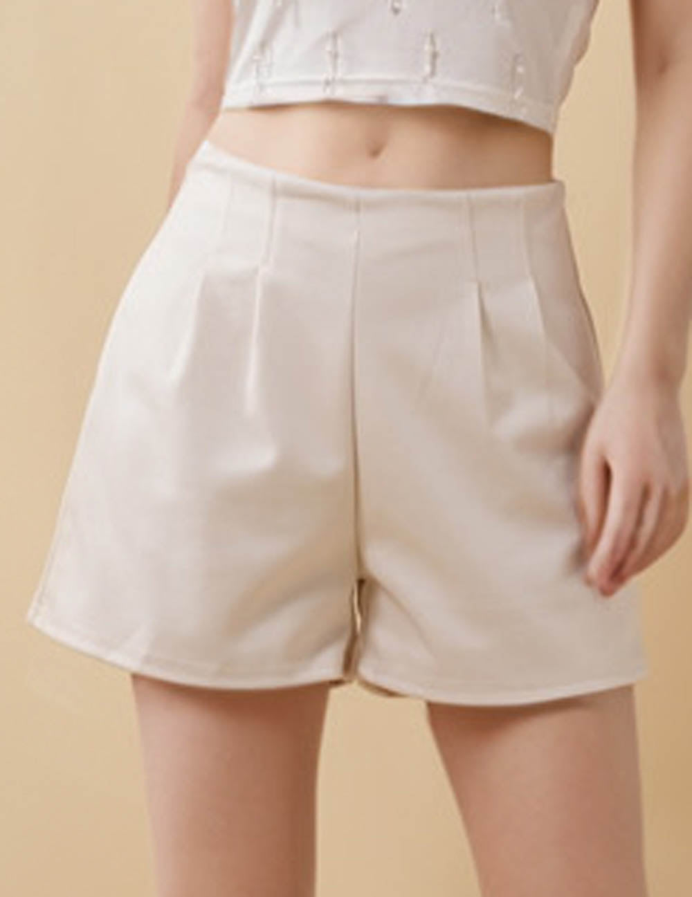 Ladies Solid Color Wool Blend Wide Leg Shorts