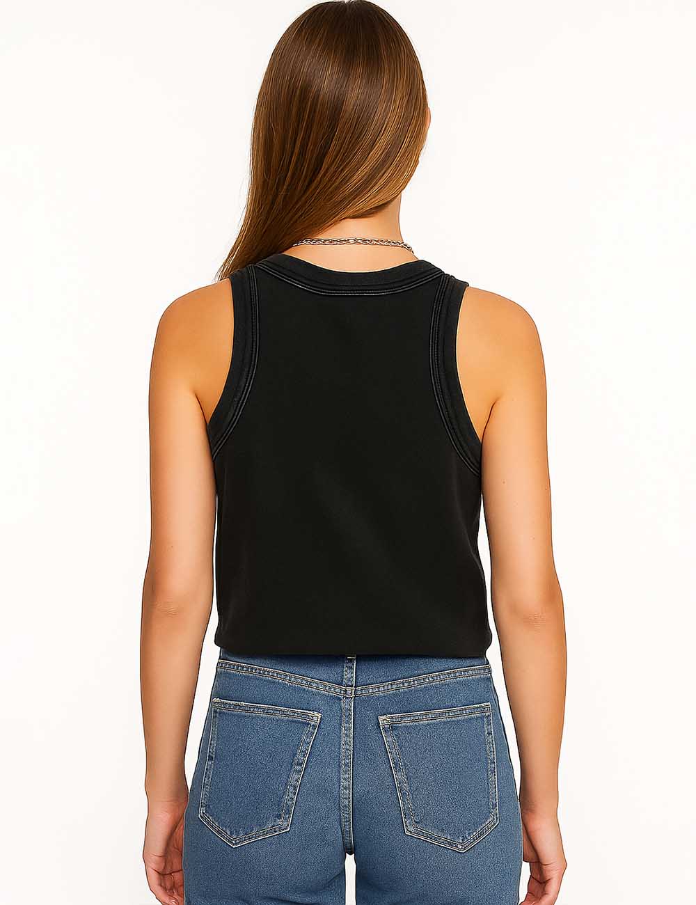 Ladies Vintage Number Letter Print Sleeveless Tank Top